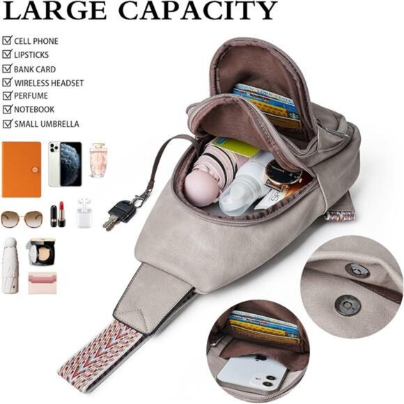 Sling Bag Crossbody Bags for Women Cross Body Fanny Packs Chest Sling Purses - Picture 4 of 7